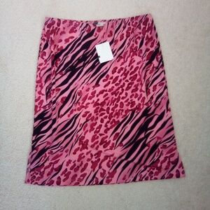 💙NWT KC Stevens szL pink/black animal print skirt